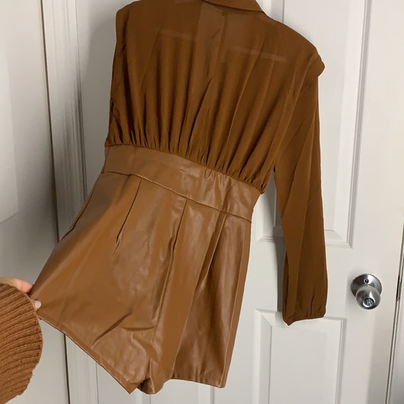 FASHION NOVA Corset Romper in Camel - Picture 6 of 8